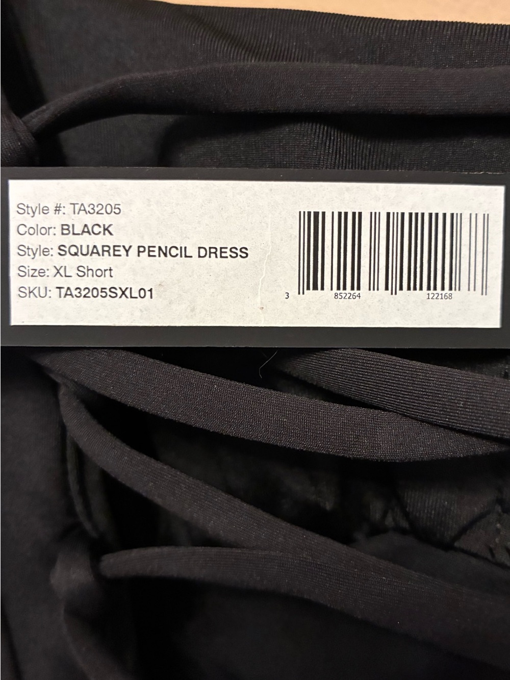 TA3 Dress Squarey Pencil Midi XL Short Length Black Open Corset Back Sculpting - Picture 7 of 7